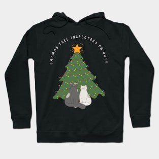 Catmas tree inspectors on duty. Christmas cat humor Hoodie